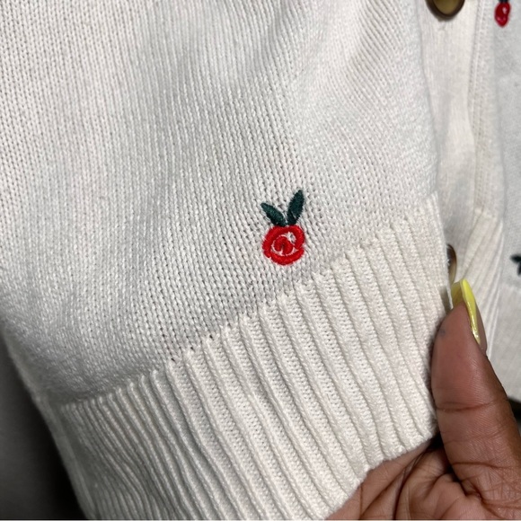 Loft Women Cardigan Sweater XS Cream Apple Rib Knit Coquette Cottagecore - Picture 8 of 10